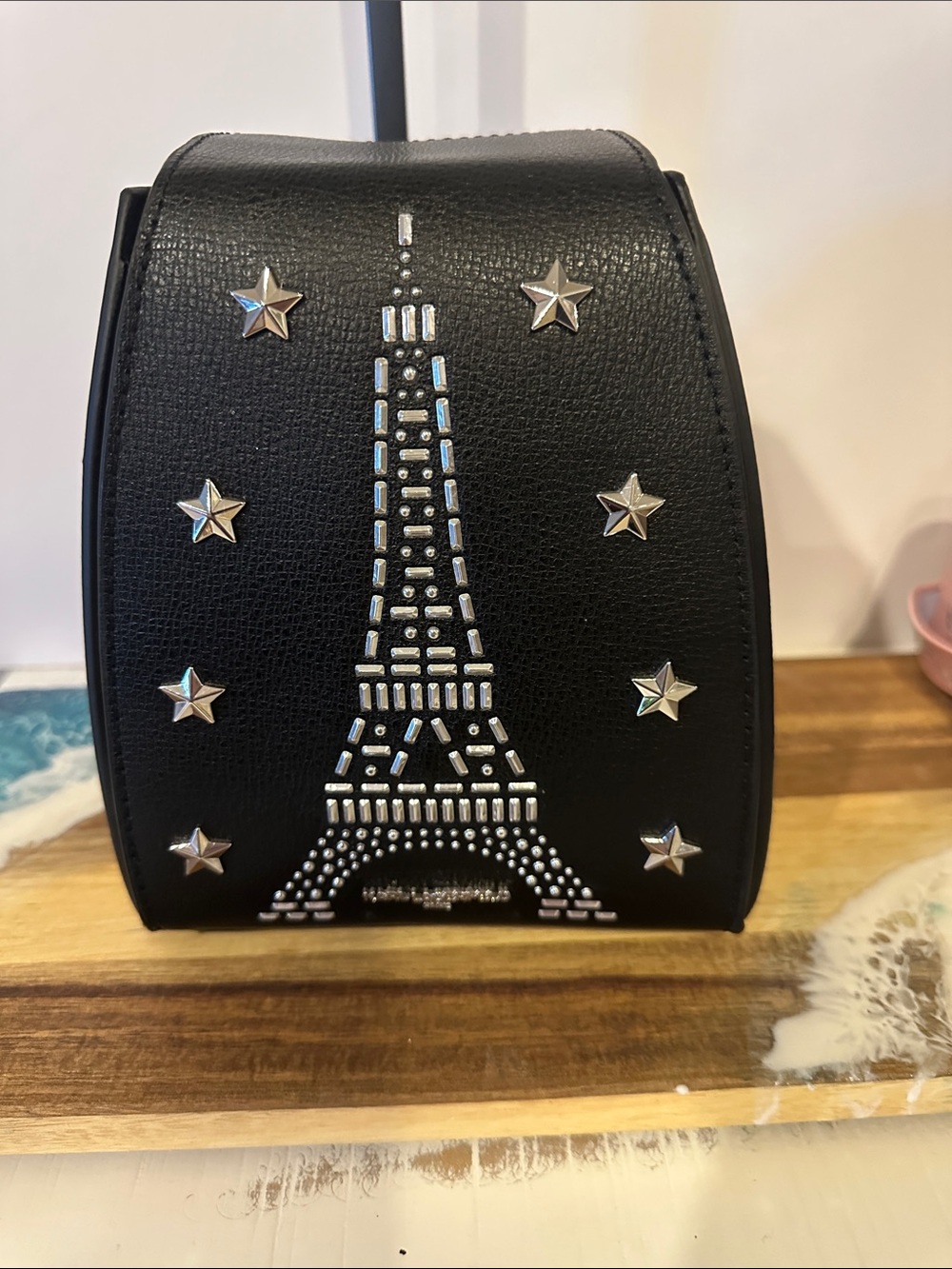 Karl Lagerfeld Black Studded Eiffel Tower Mini Crossbody